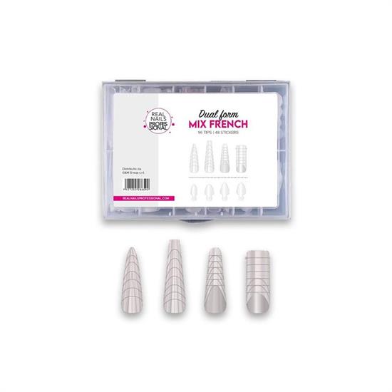 REAL NAILS DUAL TIP MIX FRENCH 96 TIP + 48 STICKERS