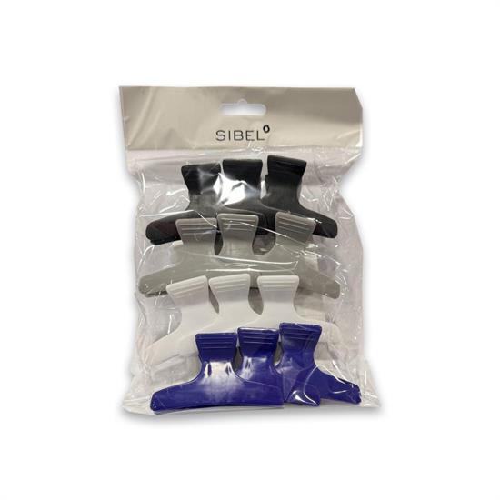 SIBEL PINZE SEPARA CIOCCHE PER CAPELLI L 12PZ COLORI ASSORTITI